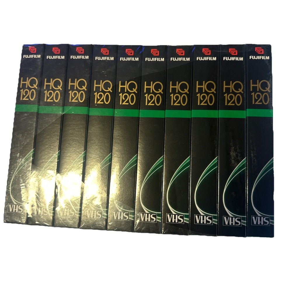 Sealed Lot of 10 Fujifilm VHS Tapes 6-Hours HQ120-High Quality 9-Pack